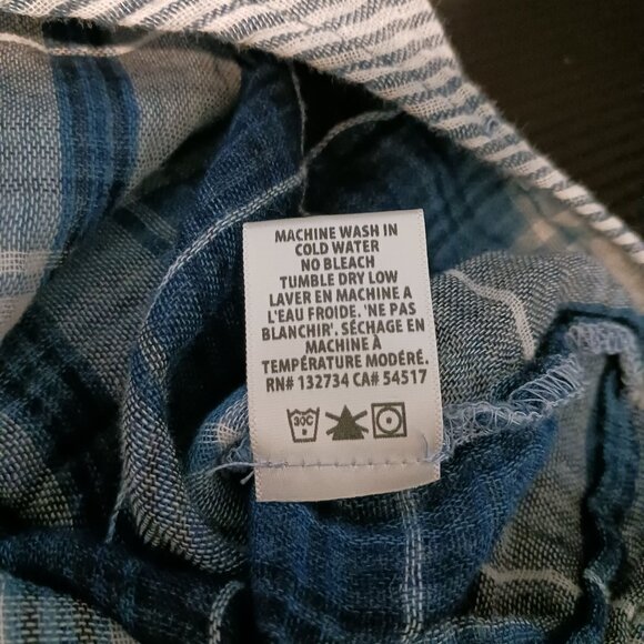 Bella Dahl One-Shoulder Tie Front Blue/White Striped Cotton Blouse S - Picture 10 of 12